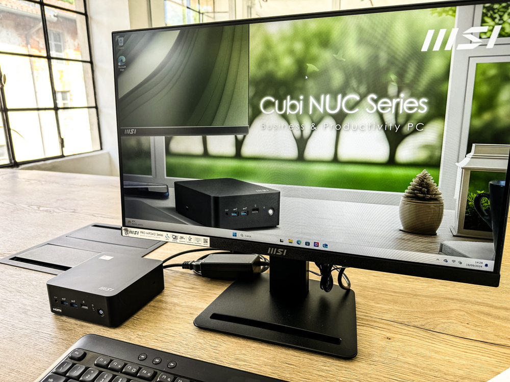 Cubi NUC 1M abbinato al monitor MSI PRO MP2412