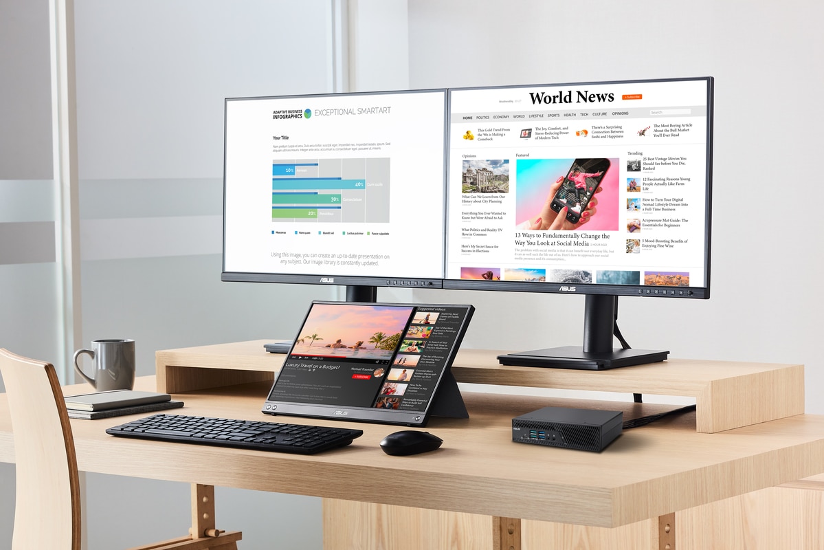 Postazione in ufficio con mini pc ASUS ExpertCenter PB64