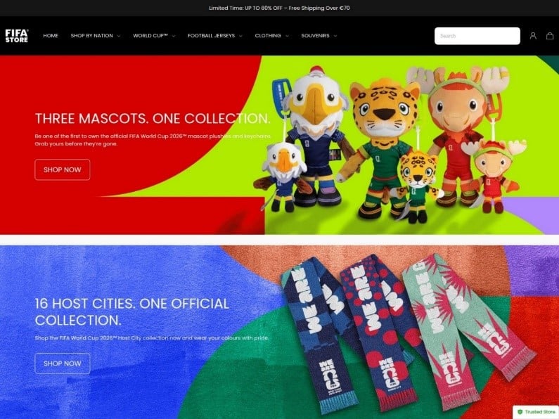 Esempio di sito malevolo che imita un “FIFA Store” legittimo